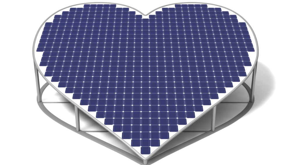 Heart shaped solar panel