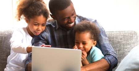 Family using the internet