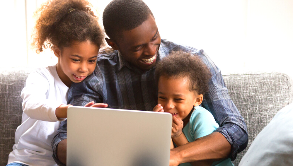 Family using the internet