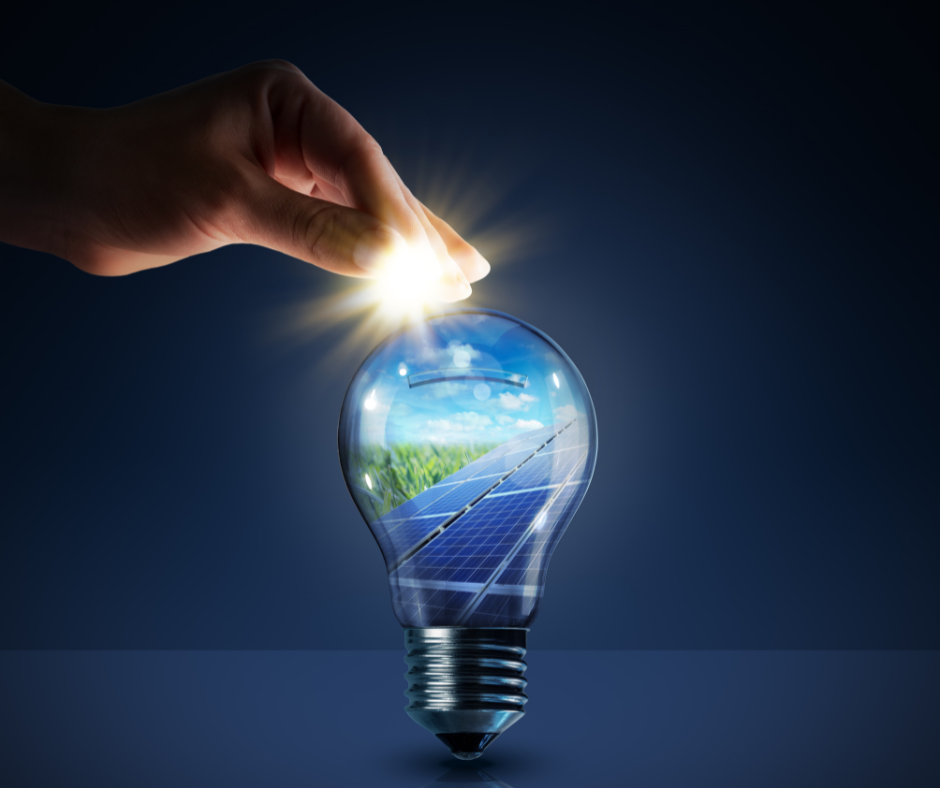 Light bulb with solar panels inside