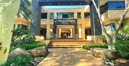 The steps leading to the entrance of the STS Investment Holdings offices