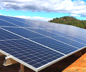 A large ground mounted solar panel