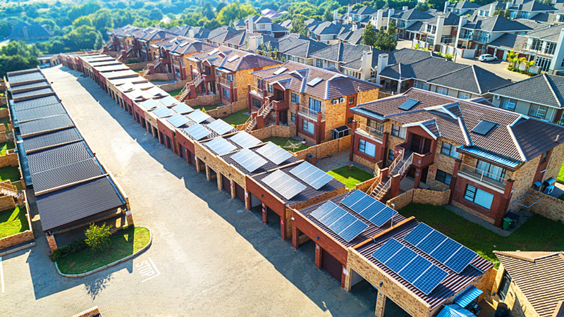 Efficient energy in a complex with solar and battery backup installed by STS