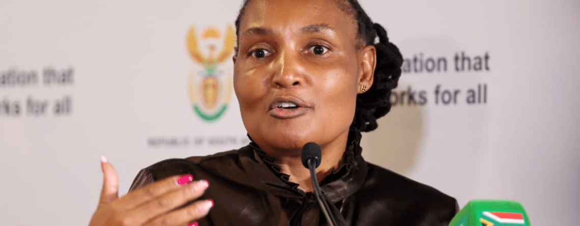 Image of the Minister Thembi Simelane sourced from the Government Communication and Information System's X Account on 16 April. Media posts by Department of Human Settlements (@The_DHS) / X